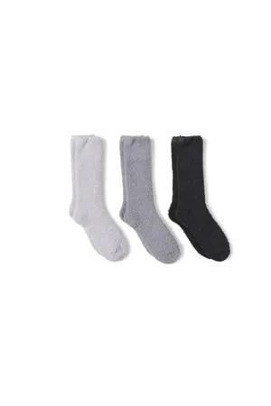 Barefoot Dreams® CozyChic® Women's 3-Pair Sock Set, Carbon Multi (Silver, Pewter, Carbon), One Size