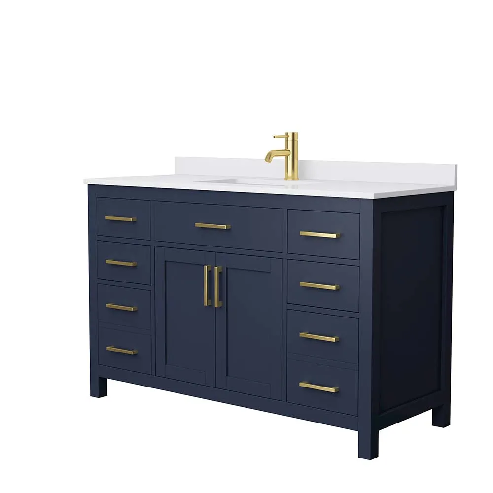 Beckett 54 Inch Single Bathroom Vanity in Dark Blue
