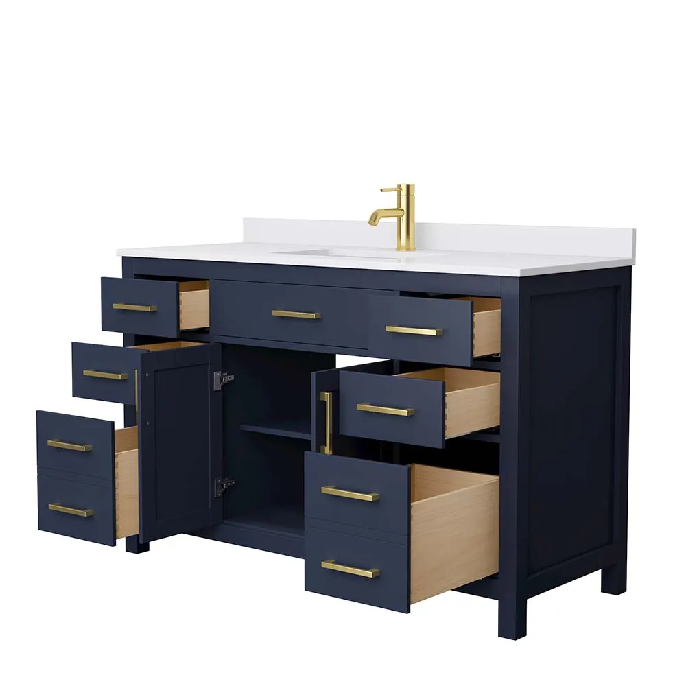 Beckett 54 Inch Single Bathroom Vanity in Dark Blue