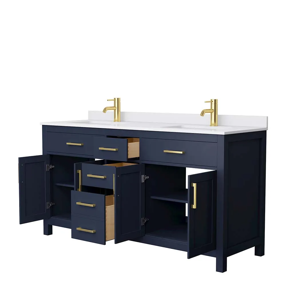 Beckett 66 Inch Double Bathroom Vanity in Dark Blue