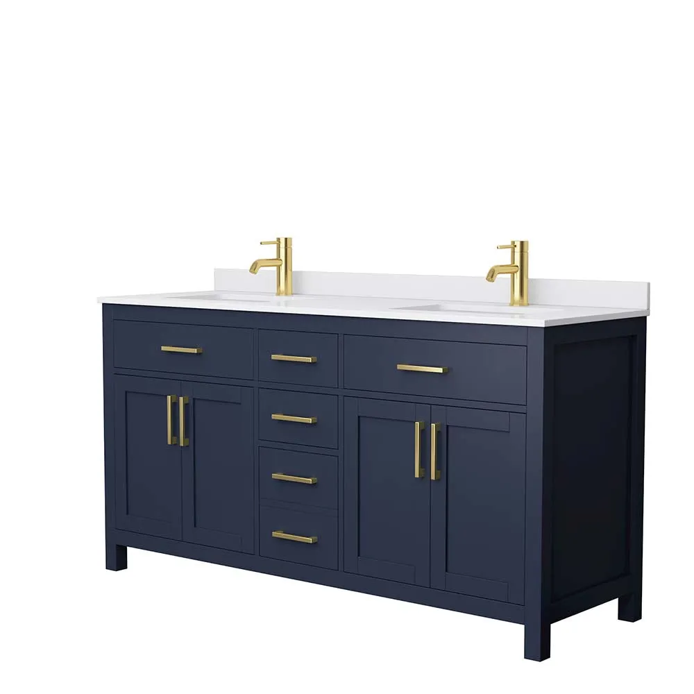 Beckett 66 Inch Double Bathroom Vanity in Dark Blue