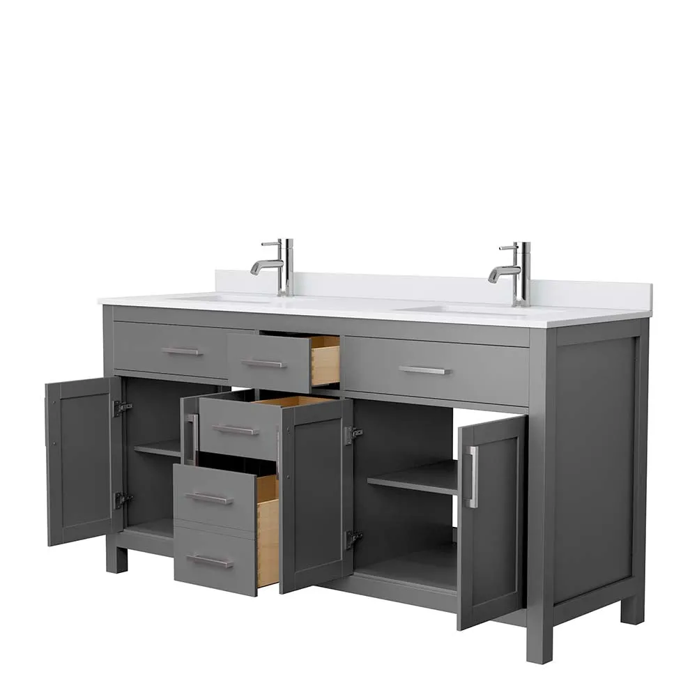 Beckett 66 Inch Double Bathroom Vanity in Dark Gray