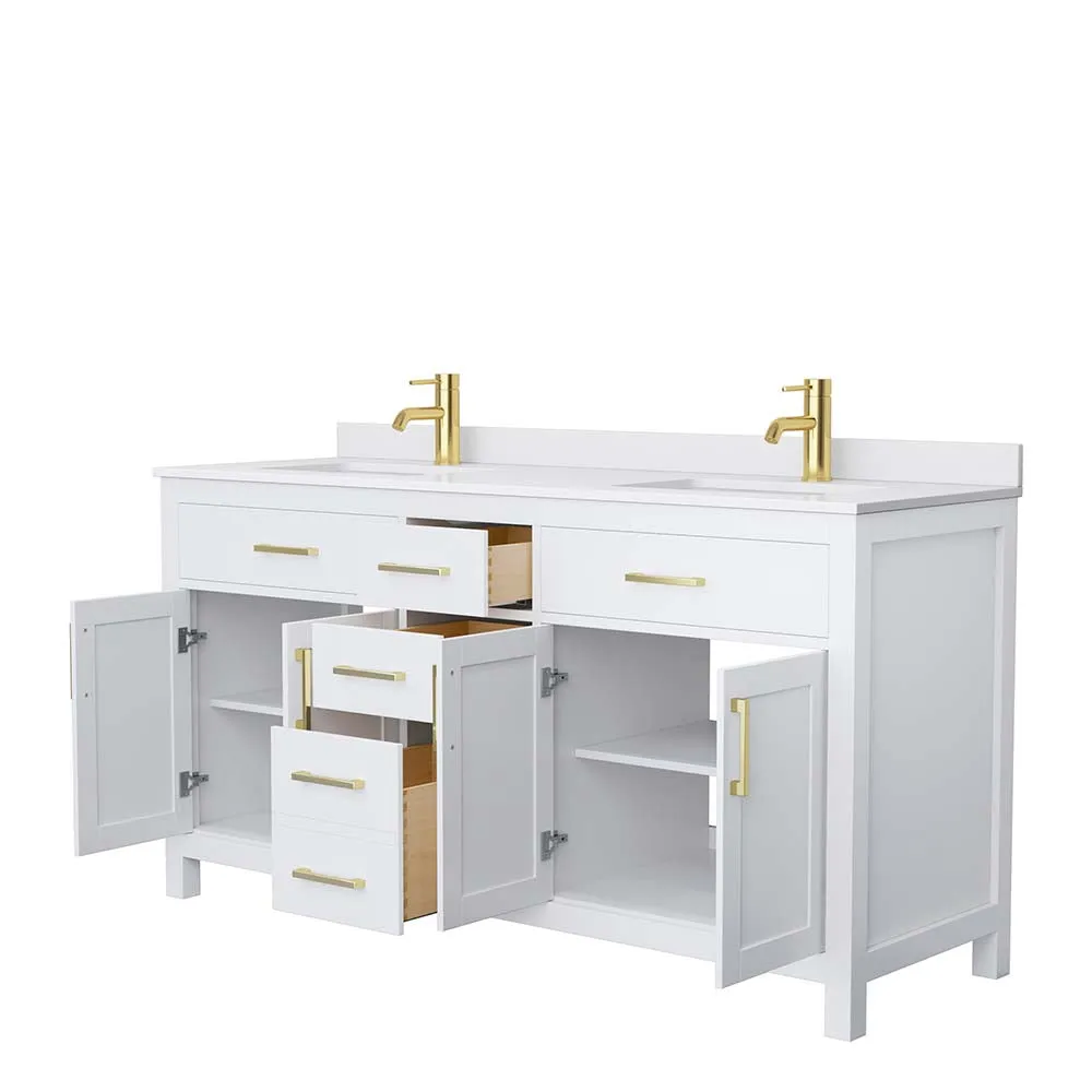 Beckett 66 Inch Double Bathroom Vanity in White