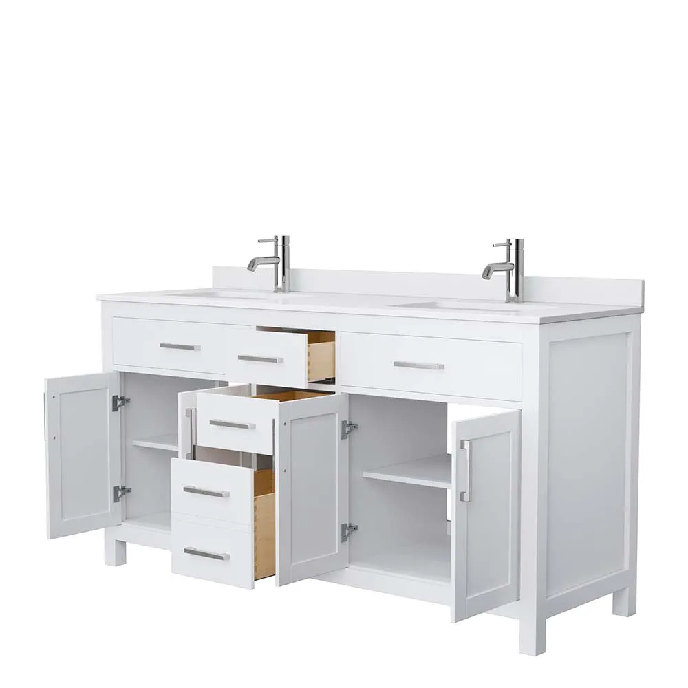 Beckett 66 Inch Double Bathroom Vanity in White