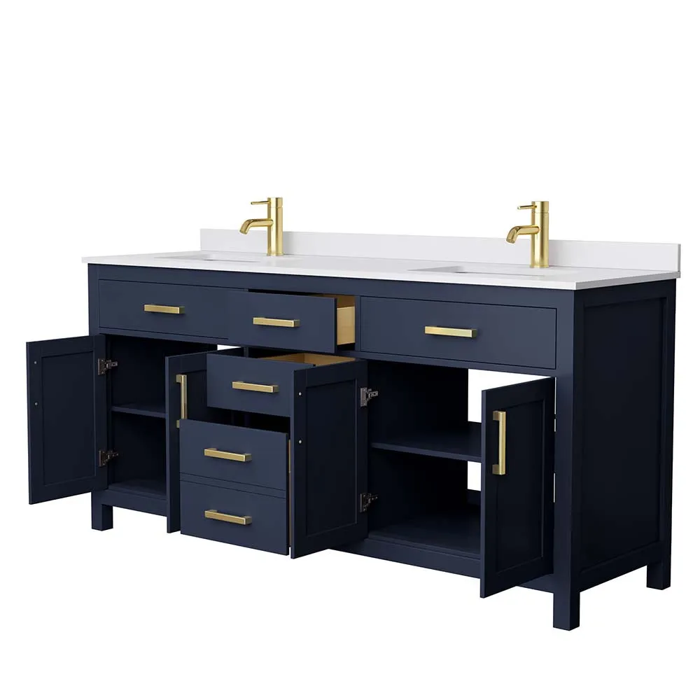 Beckett 72 Inch Double Bathroom Vanity in Dark Blue