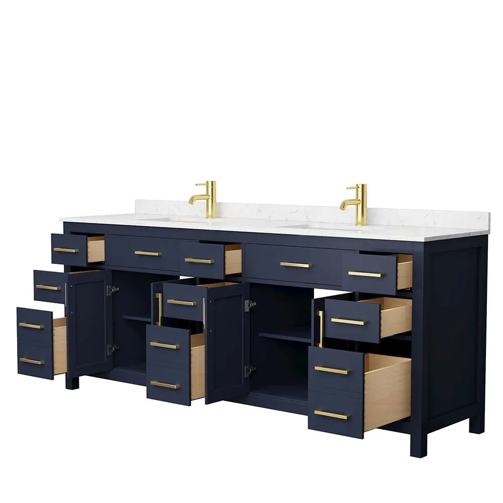 Beckett 84 Inch Double Bathroom Vanity in Dark Blue