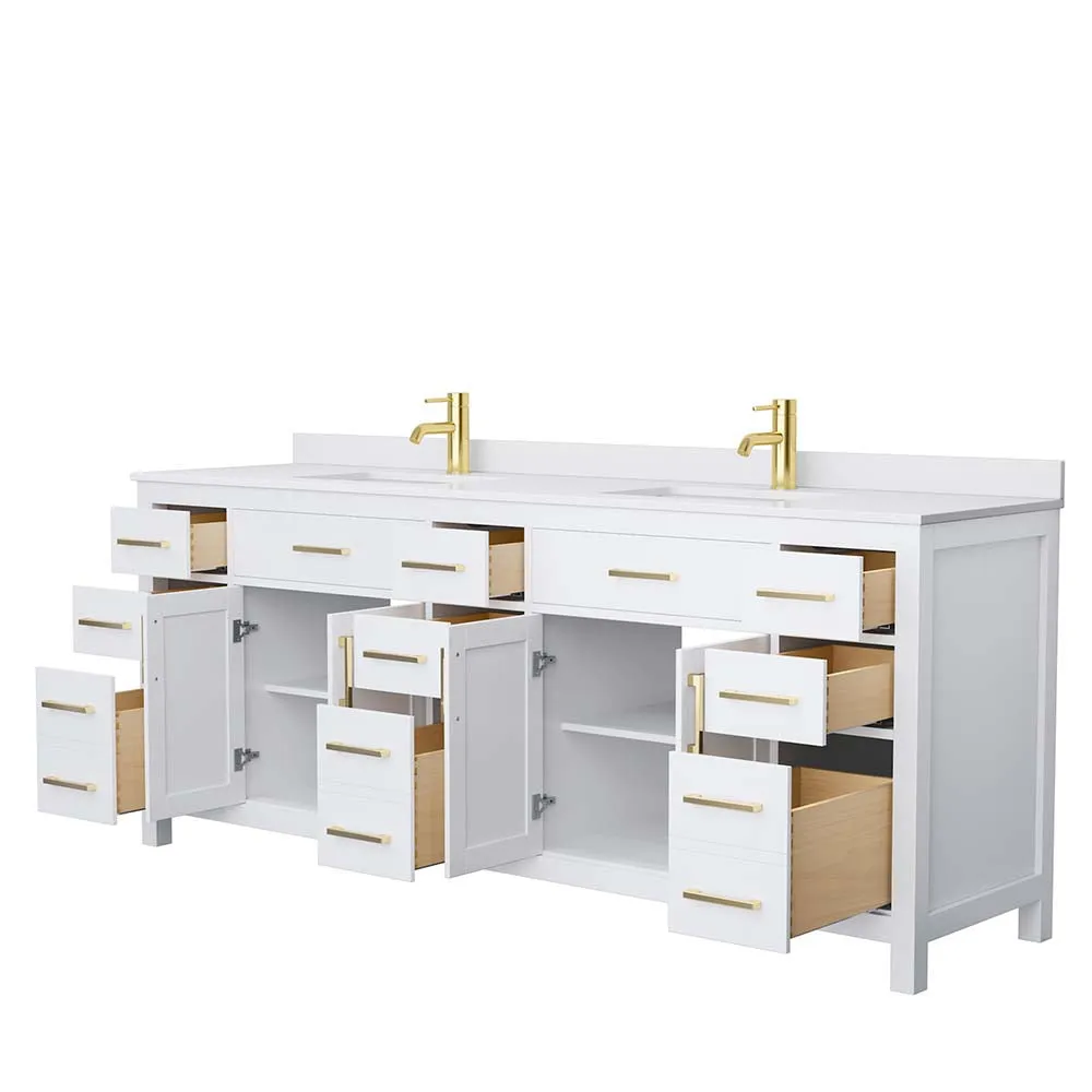 Beckett 84 Inch Double Bathroom Vanity in White
