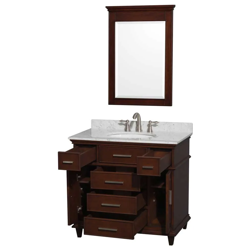 Berkeley 36 Inch Single Bathroom Vanity in Dark Chestnut