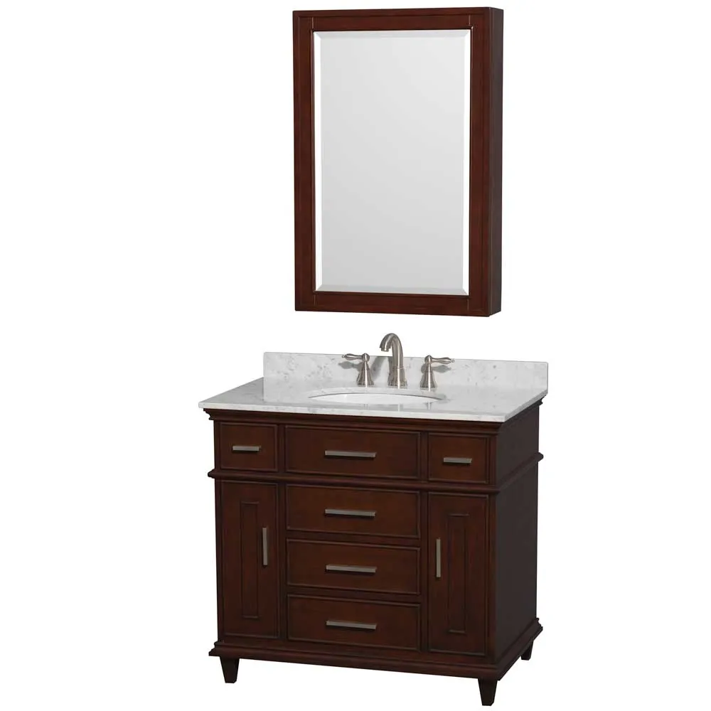Berkeley 36 Inch Single Bathroom Vanity in Dark Chestnut