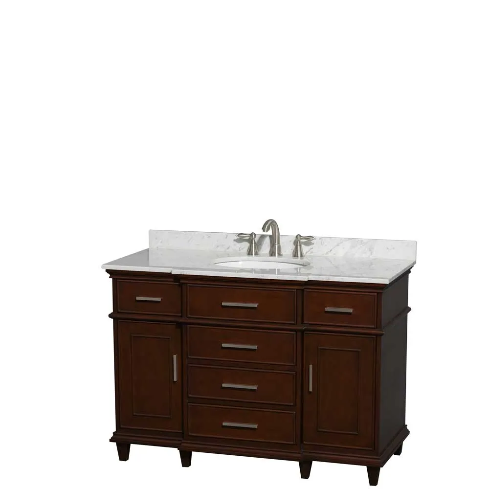 Berkeley 48 Inch Single Bathroom Vanity in Dark Chestnut