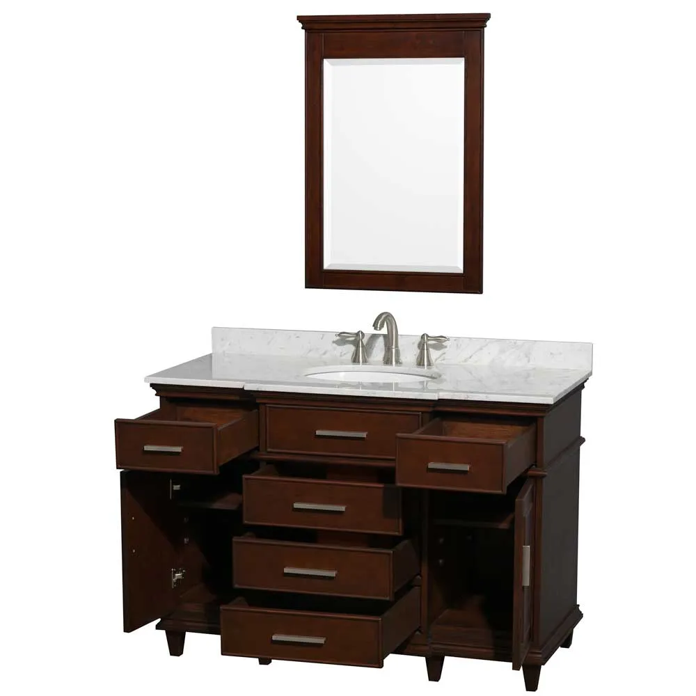 Berkeley 48 Inch Single Bathroom Vanity in Dark Chestnut