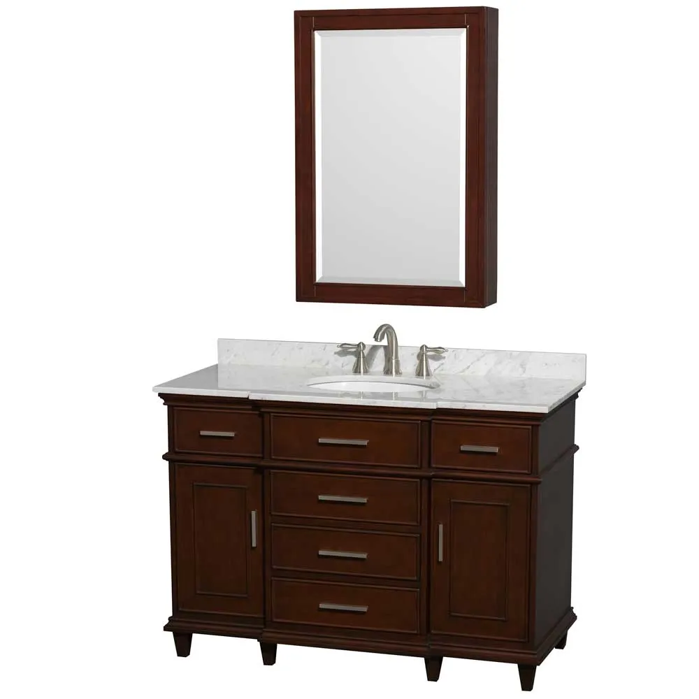 Berkeley 48 Inch Single Bathroom Vanity in Dark Chestnut