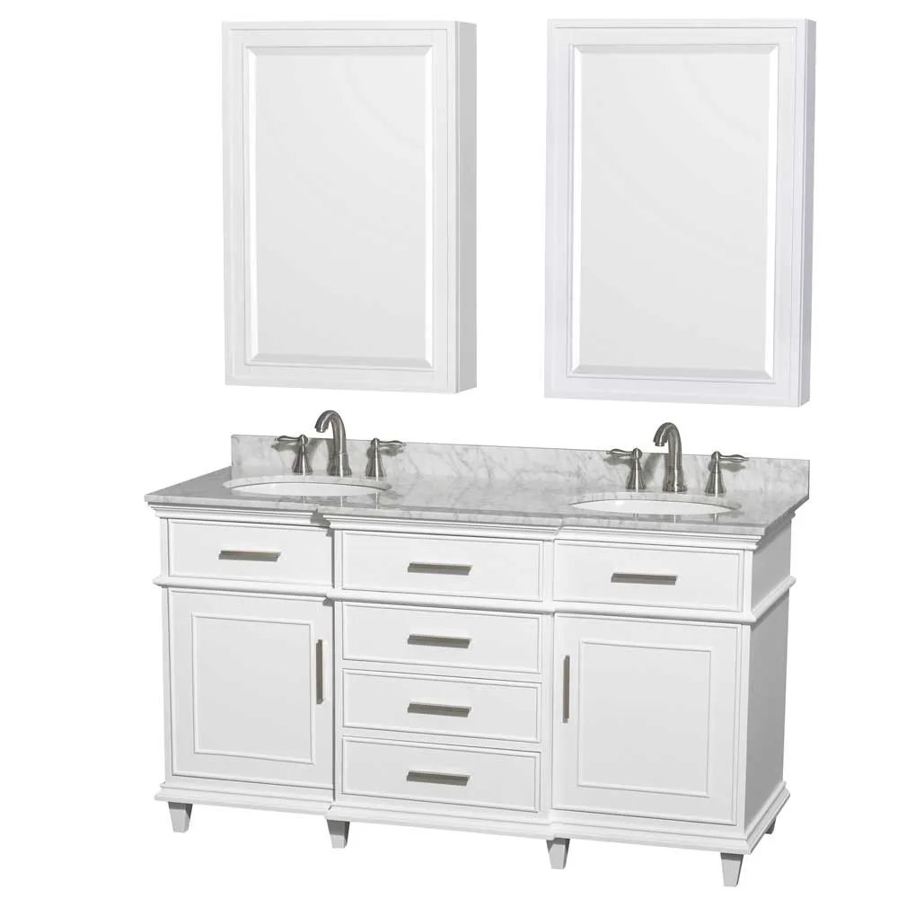 Berkeley 60 Inch Double Bathroom Vanity in White