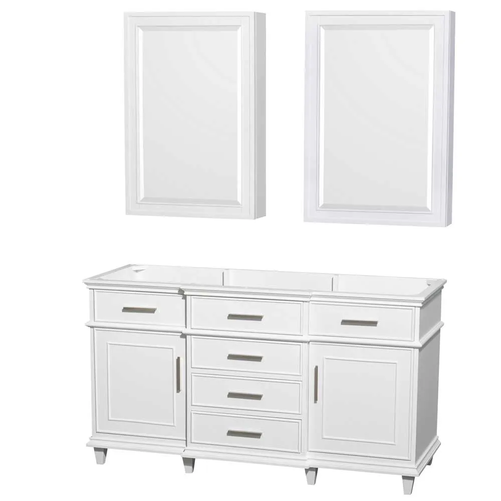 Berkeley 60 Inch Double Bathroom Vanity in White