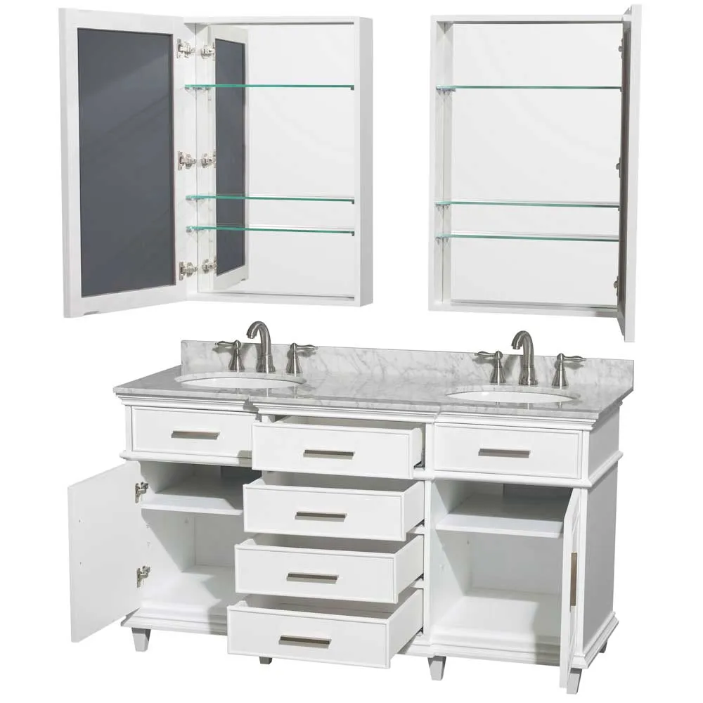 Berkeley 60 Inch Double Bathroom Vanity in White