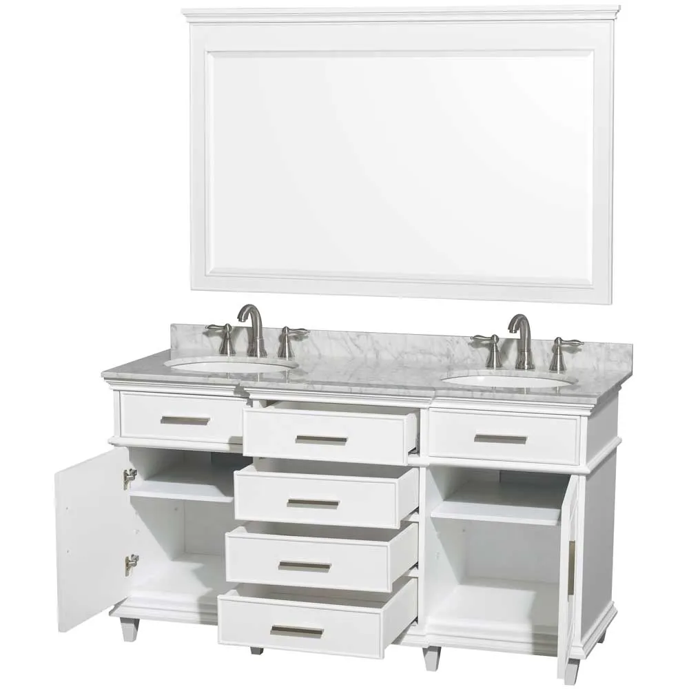Berkeley 60 Inch Double Bathroom Vanity in White