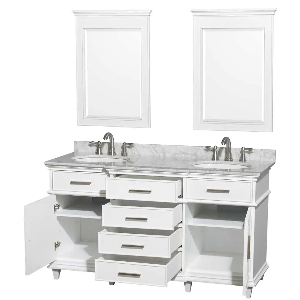 Berkeley 60 Inch Double Bathroom Vanity in White