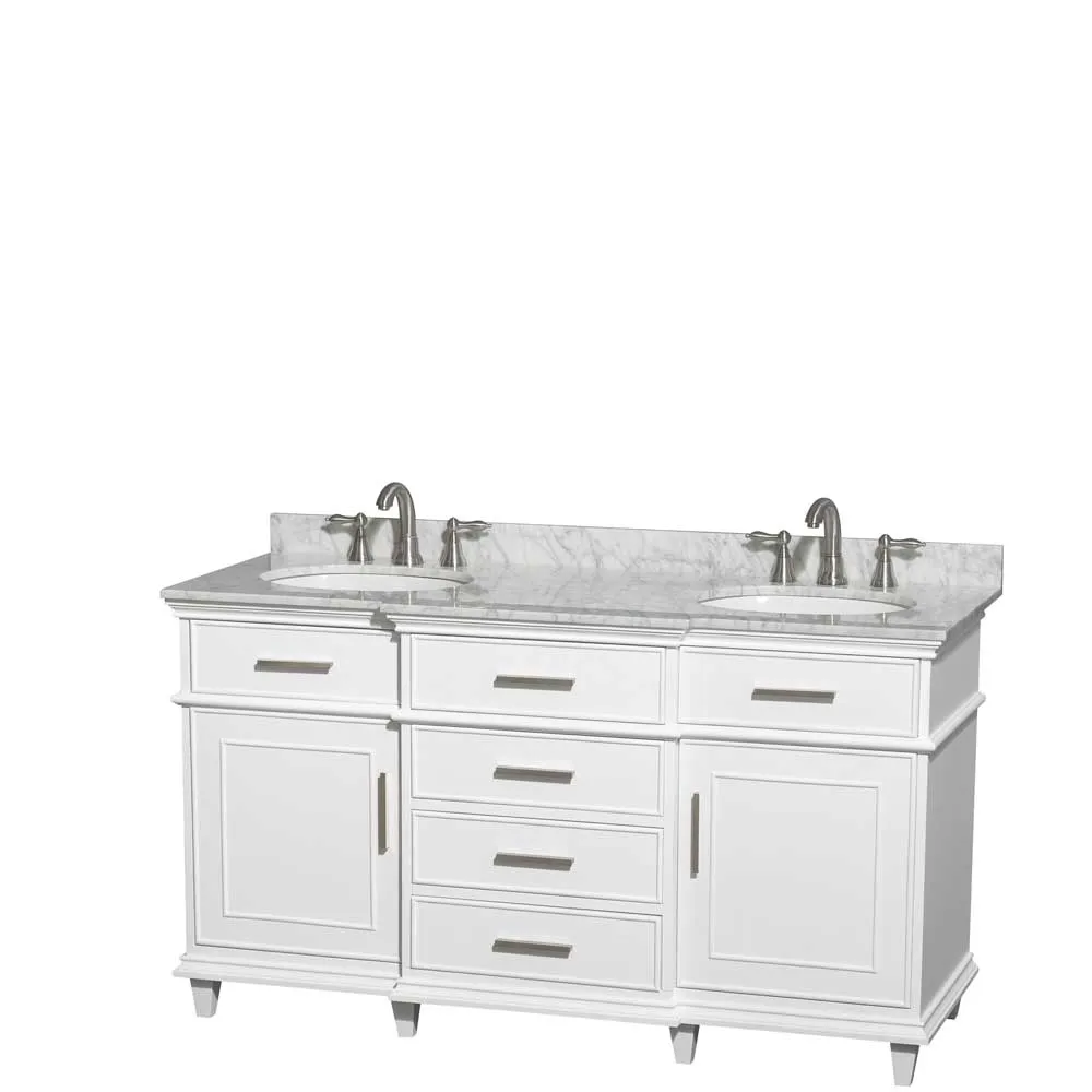 Berkeley 60 Inch Double Bathroom Vanity in White
