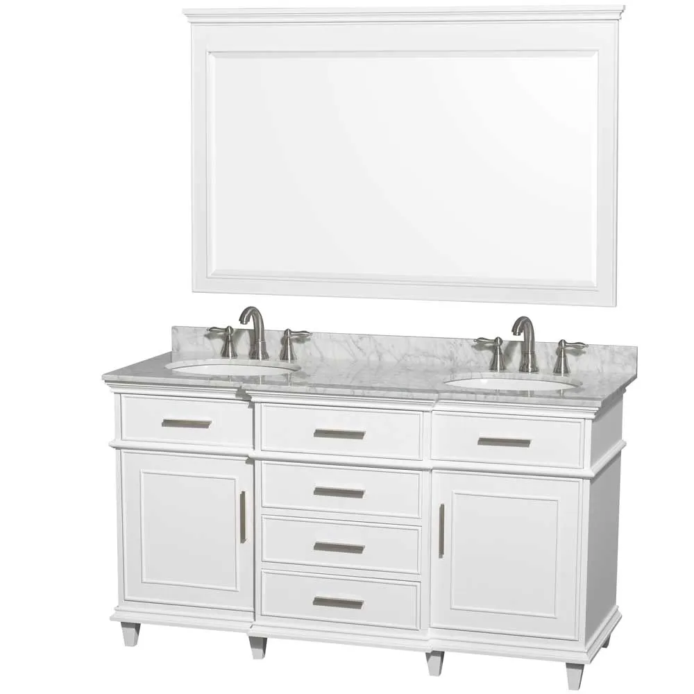 Berkeley 60 Inch Double Bathroom Vanity in White