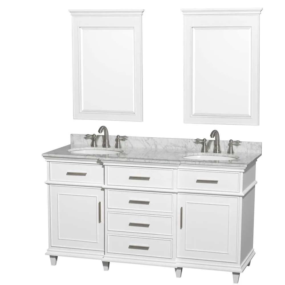 Berkeley 60 Inch Double Bathroom Vanity in White
