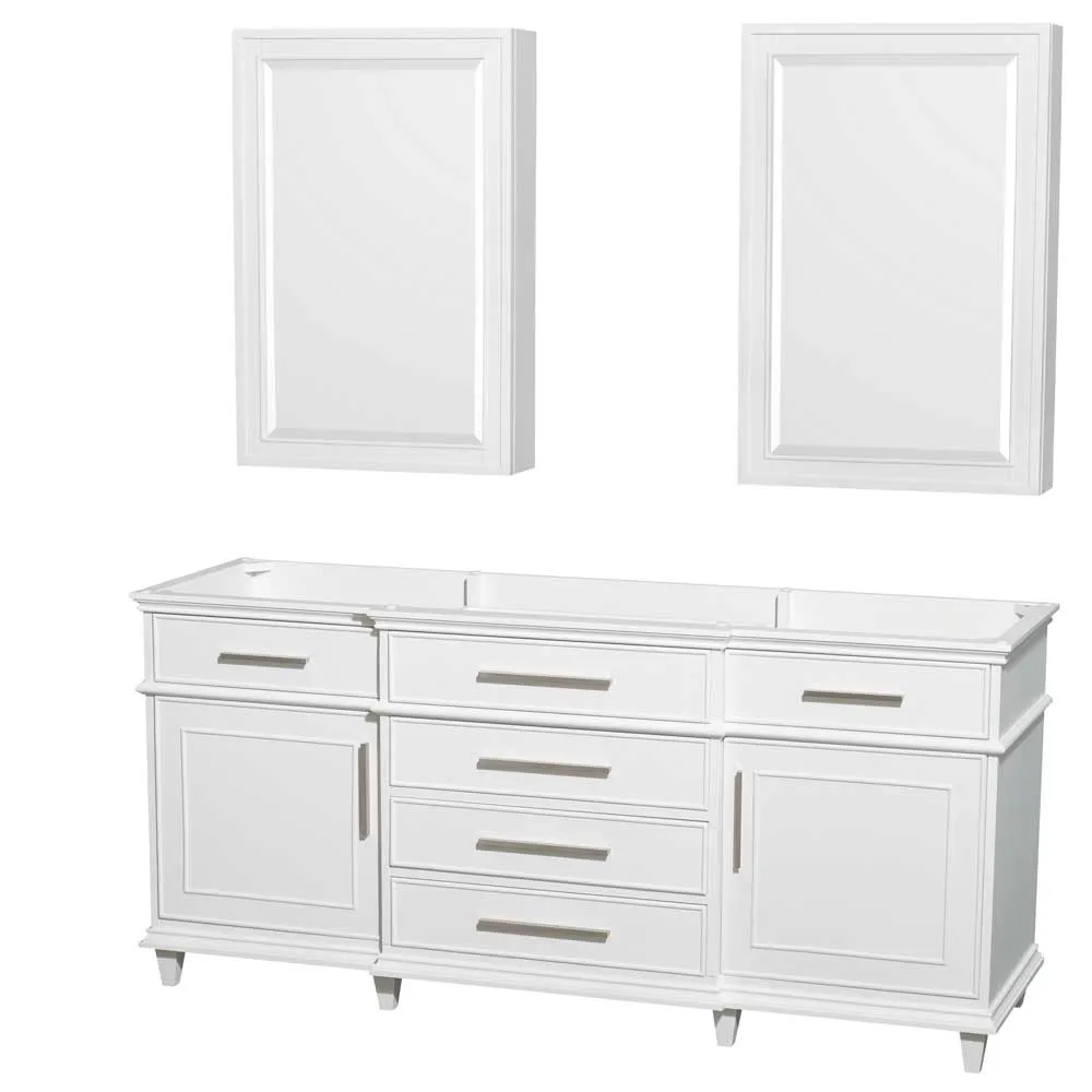 Berkeley 72 Inch Double Bathroom Vanity in White