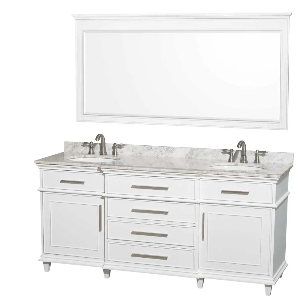 Berkeley 72 Inch Double Bathroom Vanity in White