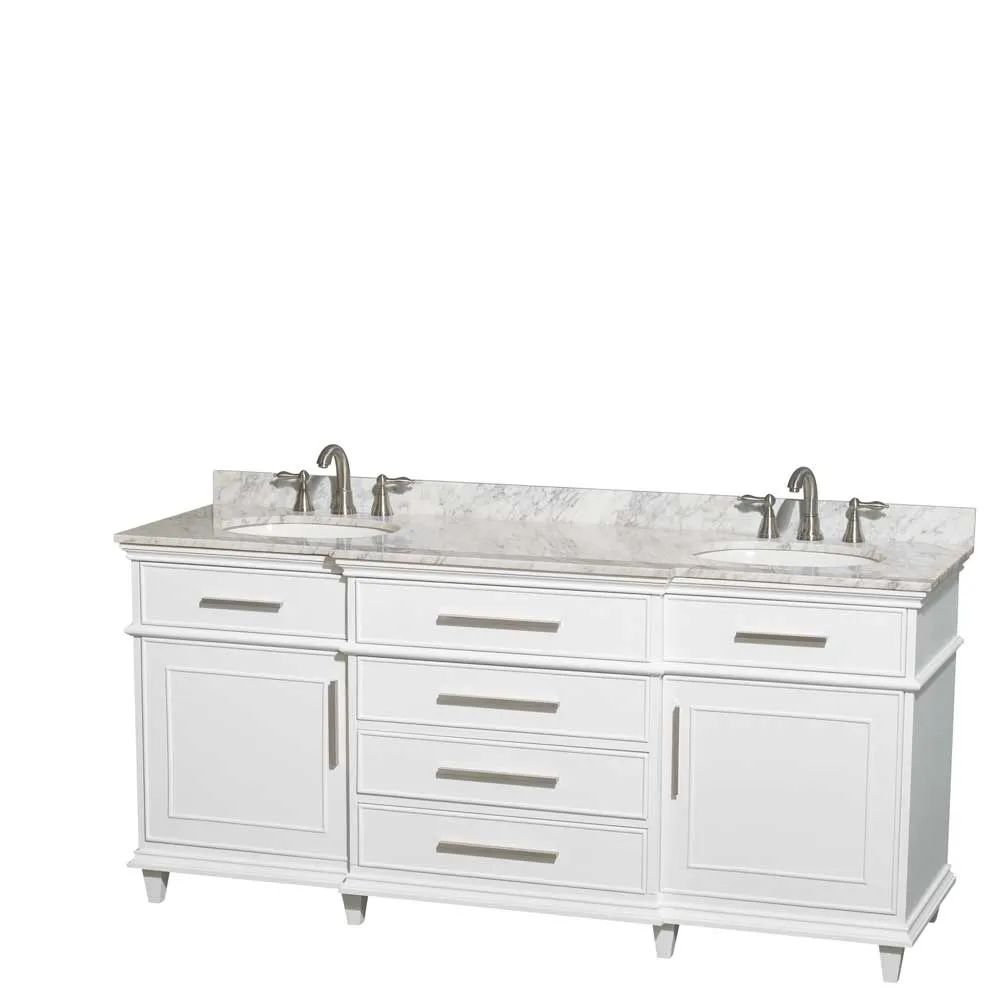 Berkeley 72 Inch Double Bathroom Vanity in White