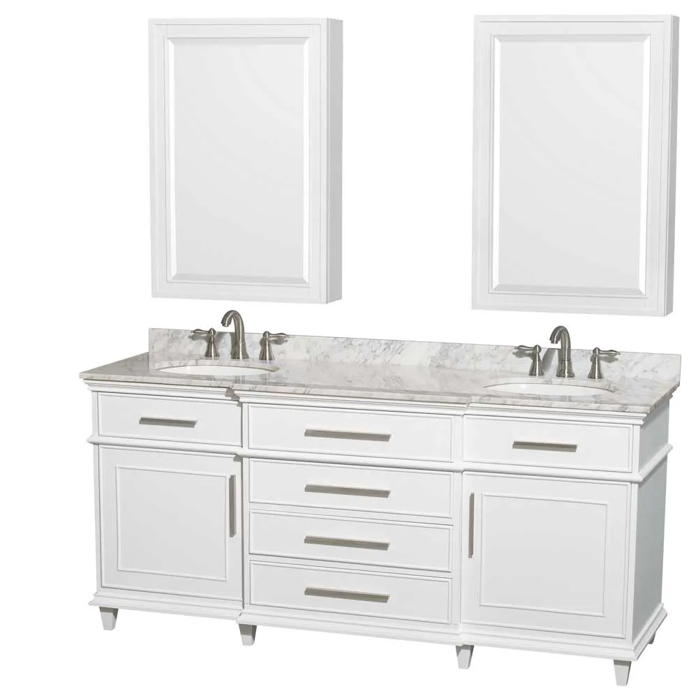 Berkeley 72 Inch Double Bathroom Vanity in White