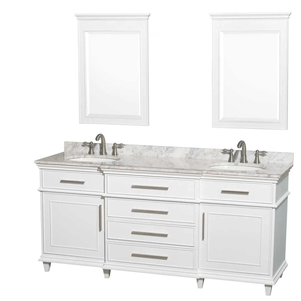 Berkeley 72 Inch Double Bathroom Vanity in White