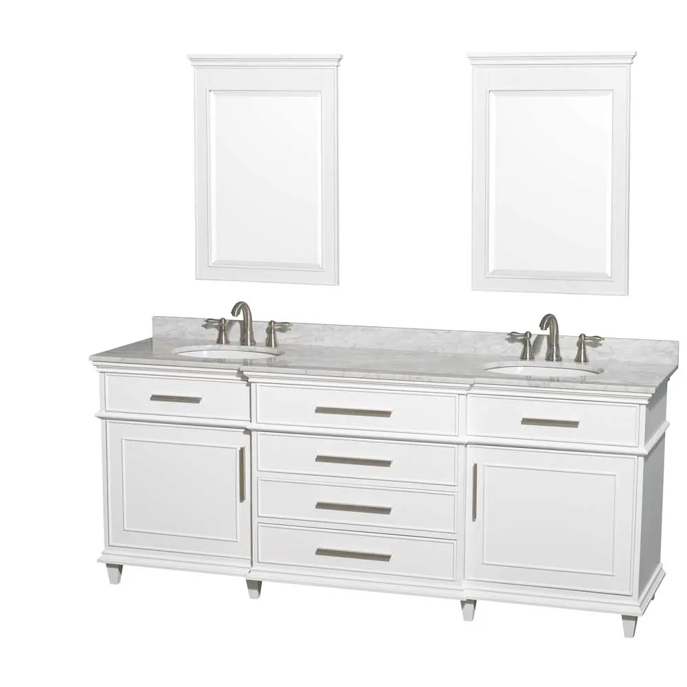 Berkeley 80 Inch Double Bathroom Vanity in White