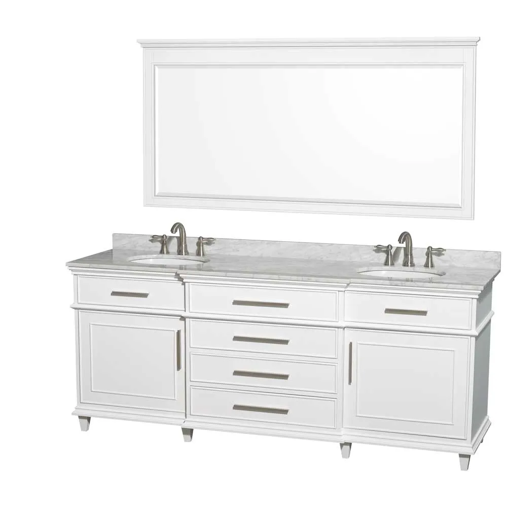 Berkeley 80 Inch Double Bathroom Vanity in White