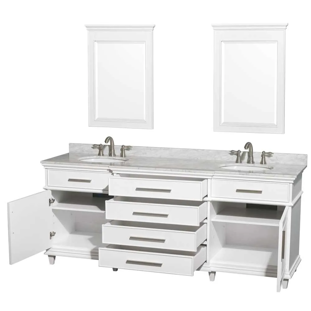 Berkeley 80 Inch Double Bathroom Vanity in White