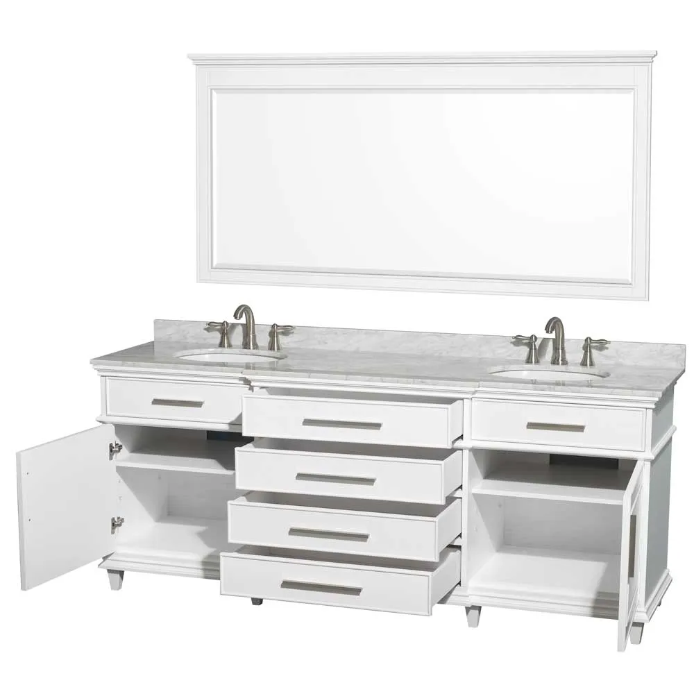Berkeley 80 Inch Double Bathroom Vanity in White