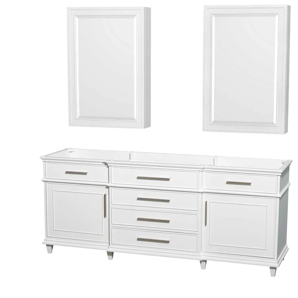 Berkeley 80 Inch Double Bathroom Vanity in White