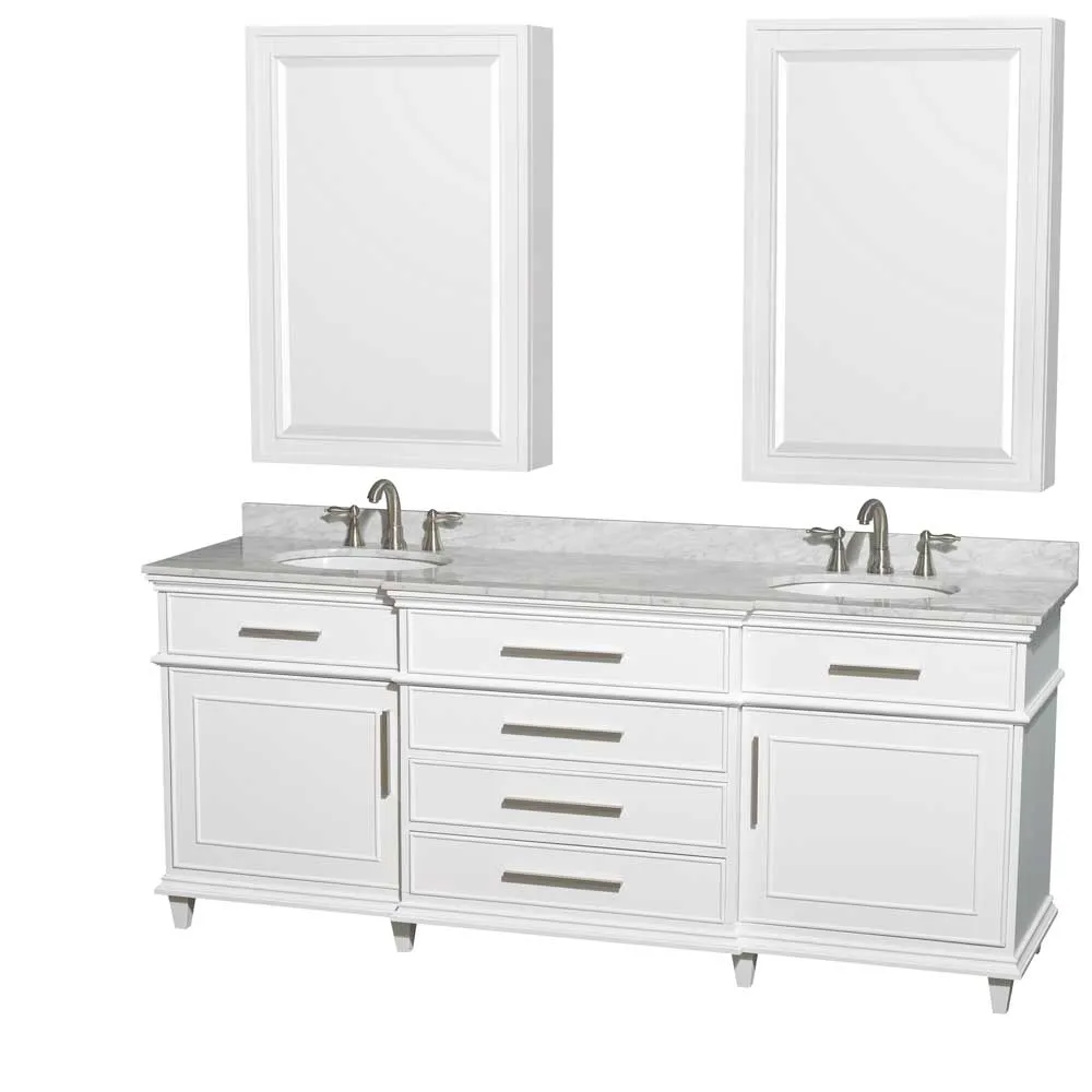 Berkeley 80 Inch Double Bathroom Vanity in White