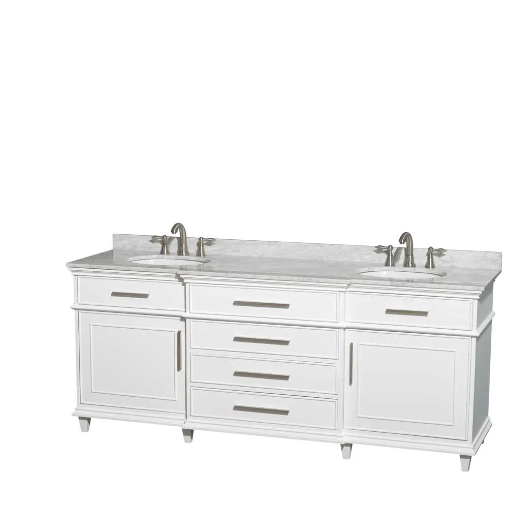 Berkeley 80 Inch Double Bathroom Vanity in White