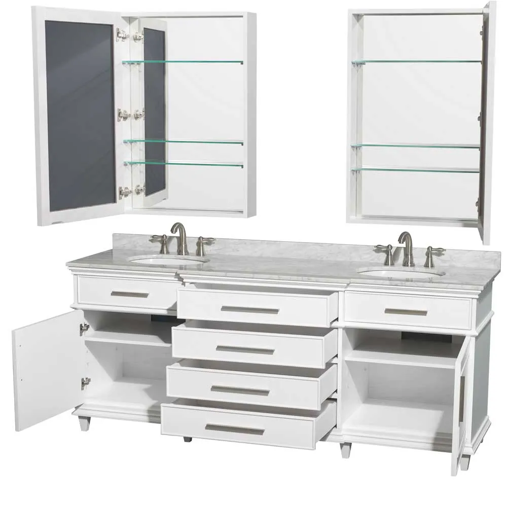 Berkeley 80 Inch Double Bathroom Vanity in White