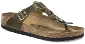 Birkenstock Gizeh Braided Sandals - Green Olive Oiled Leather | Comfortable Cork Footbed