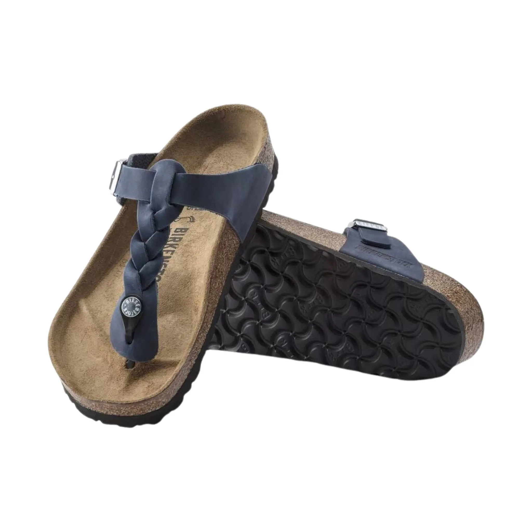 Birkenstock Gizeh Braided Sandals - Oiled Leather Navy