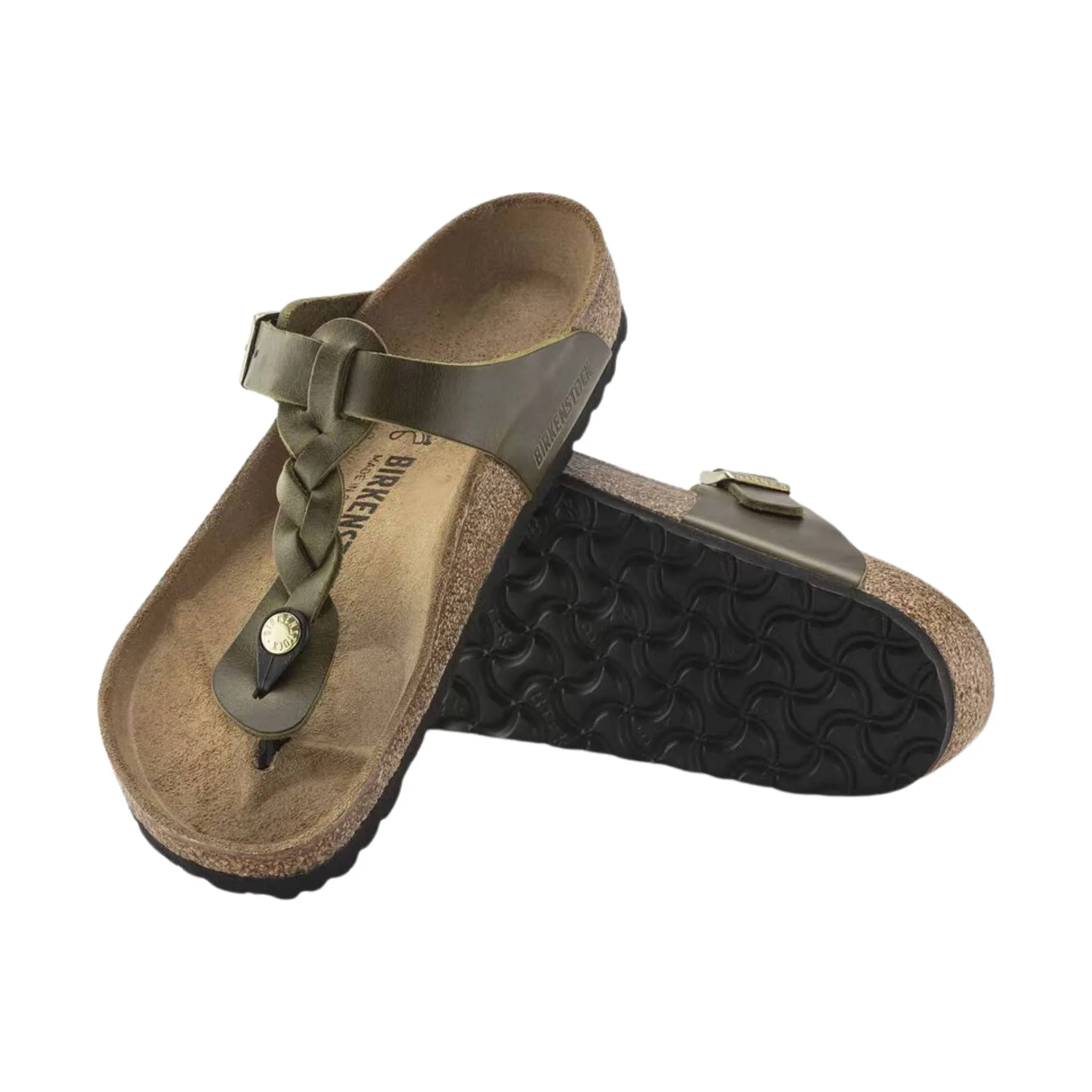 Birkenstock Gizeh Braided Sandals - Oiled Leather Olive