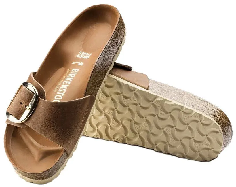Birkenstock Madrid Big Buckle Sandals - Cognac Oiled Leather | Comfortable Cork Footbed