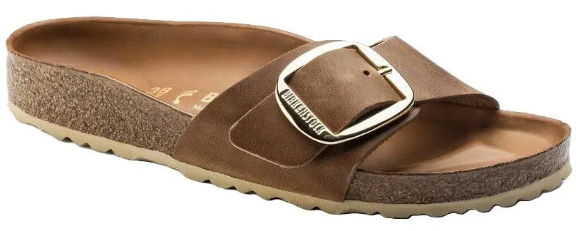 Birkenstock Madrid Big Buckle Sandals - Cognac Oiled Leather | Comfortable Cork Footbed