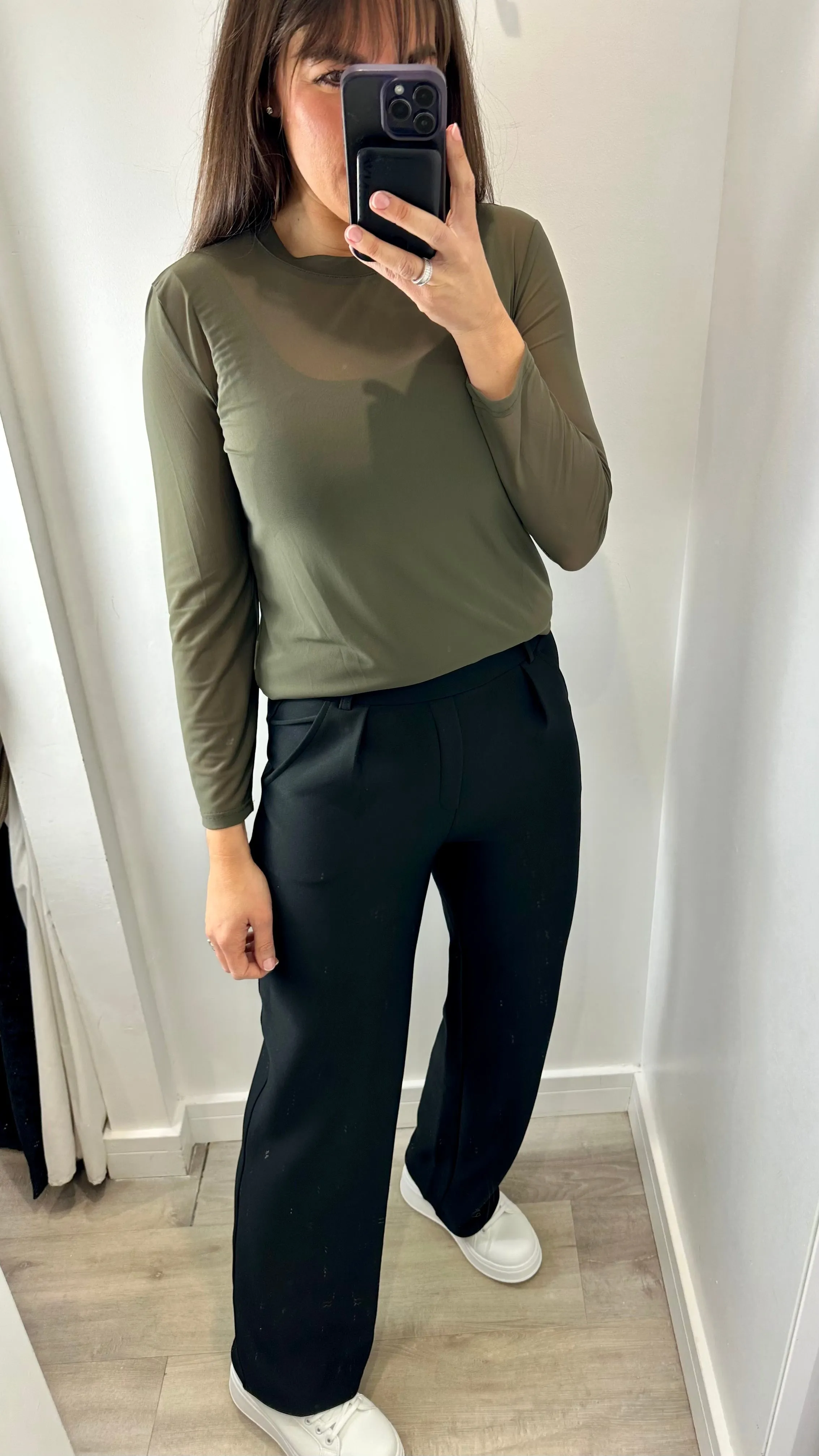 BLACK TAILORED STRETCHY TROUSERS