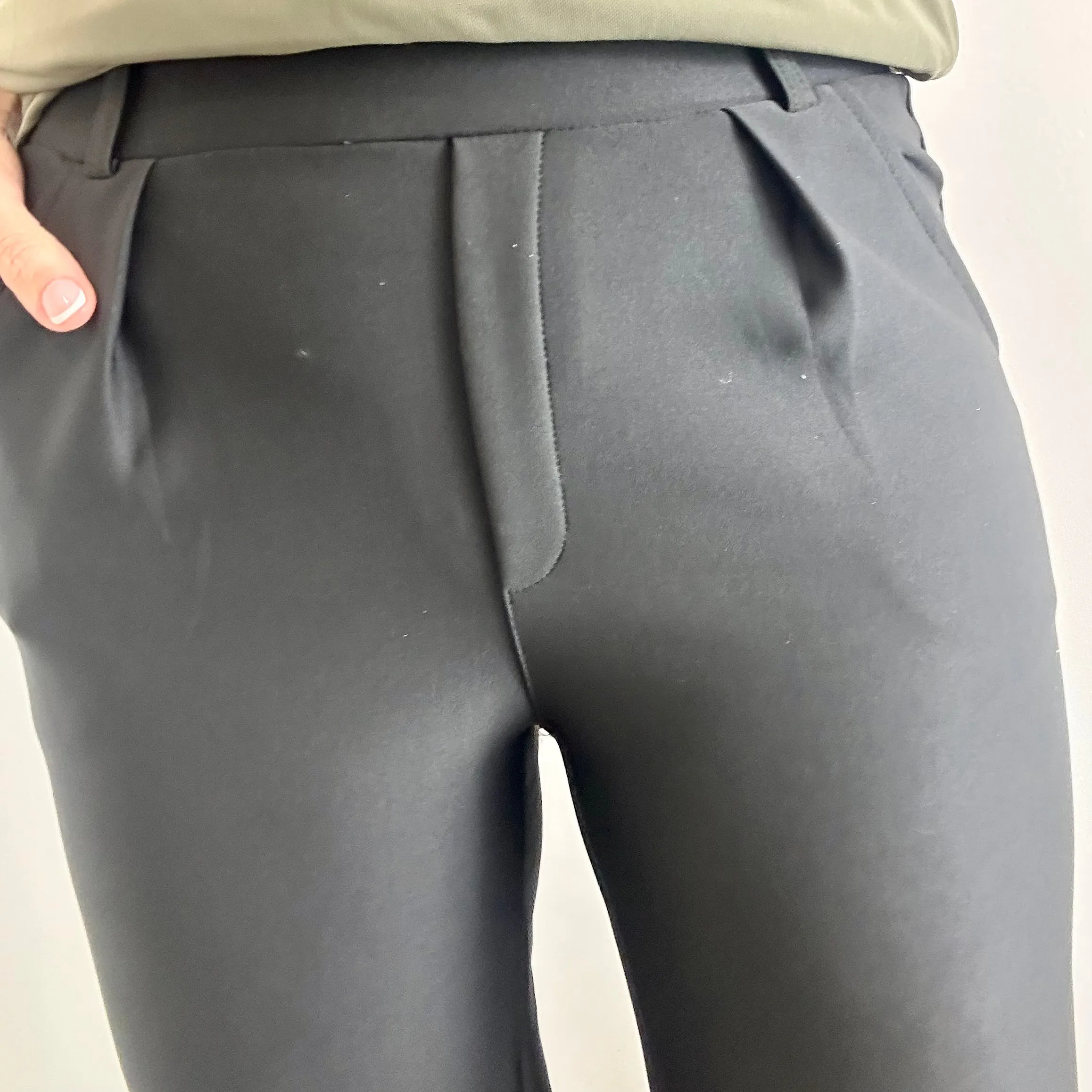 BLACK TAILORED STRETCHY TROUSERS