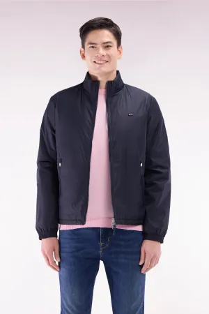 Blouson coupe-vent en nylon mat marine brodé