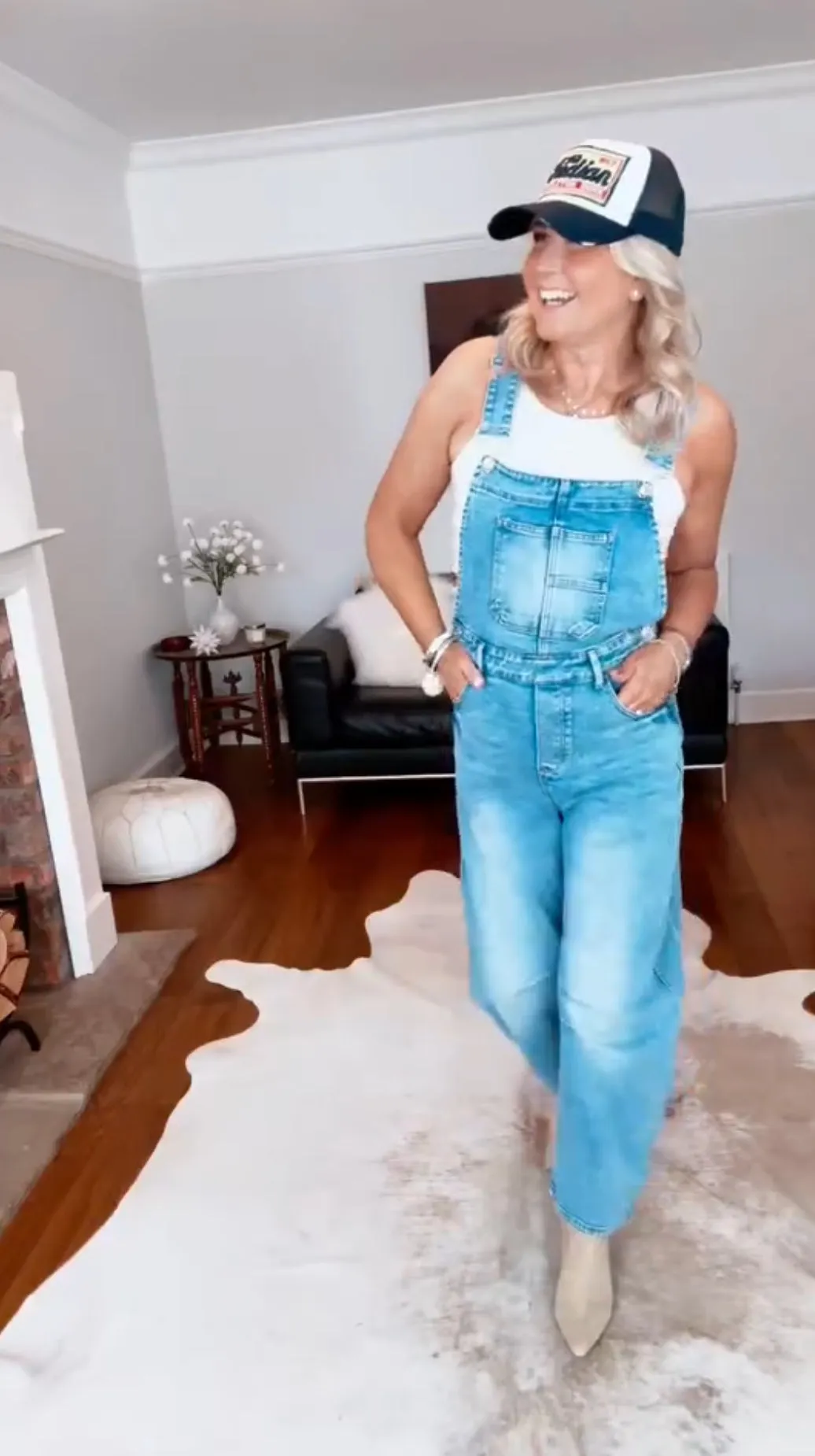 Blue Denim Barrel Leg Dungarees