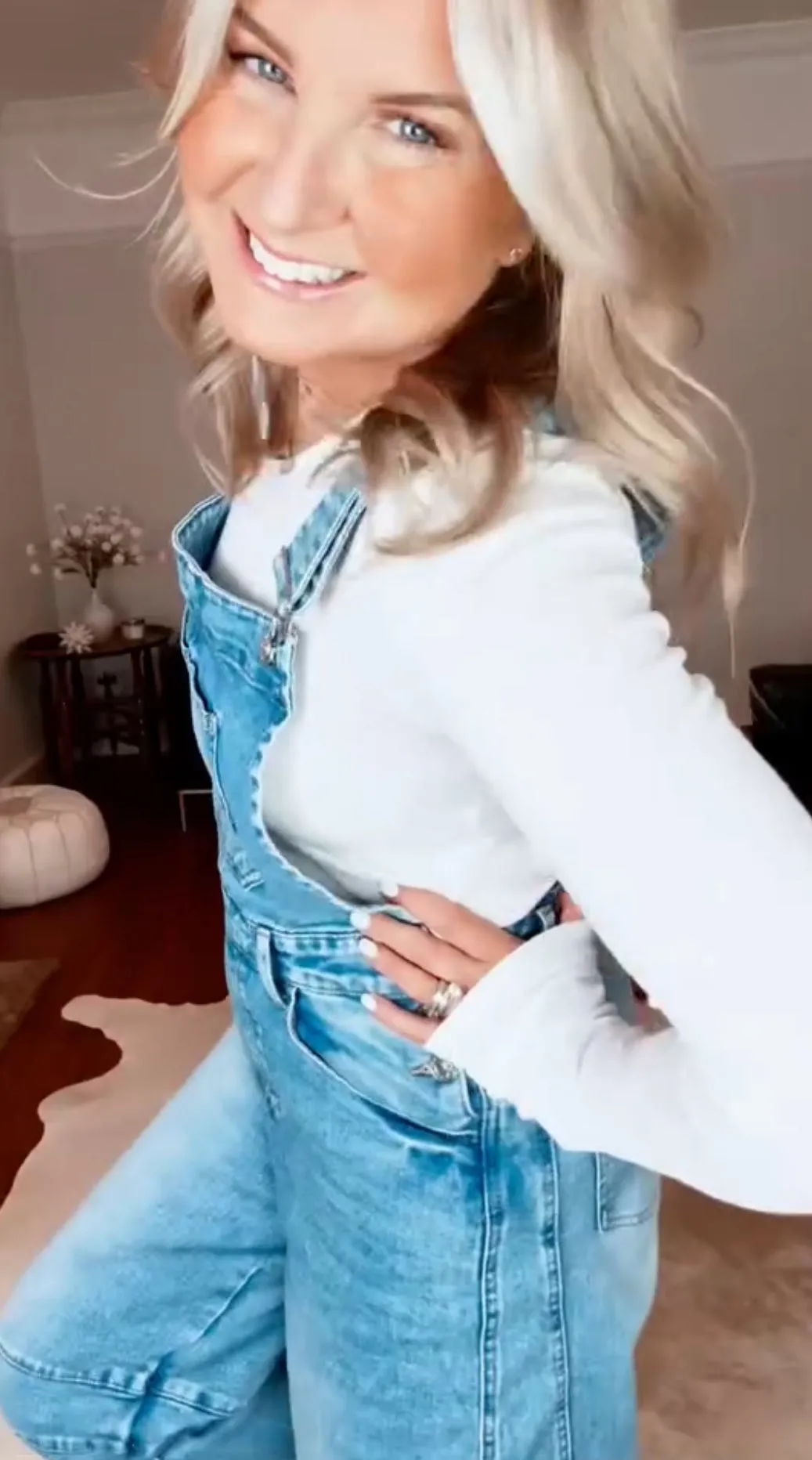 Blue Denim Barrel Leg Dungarees