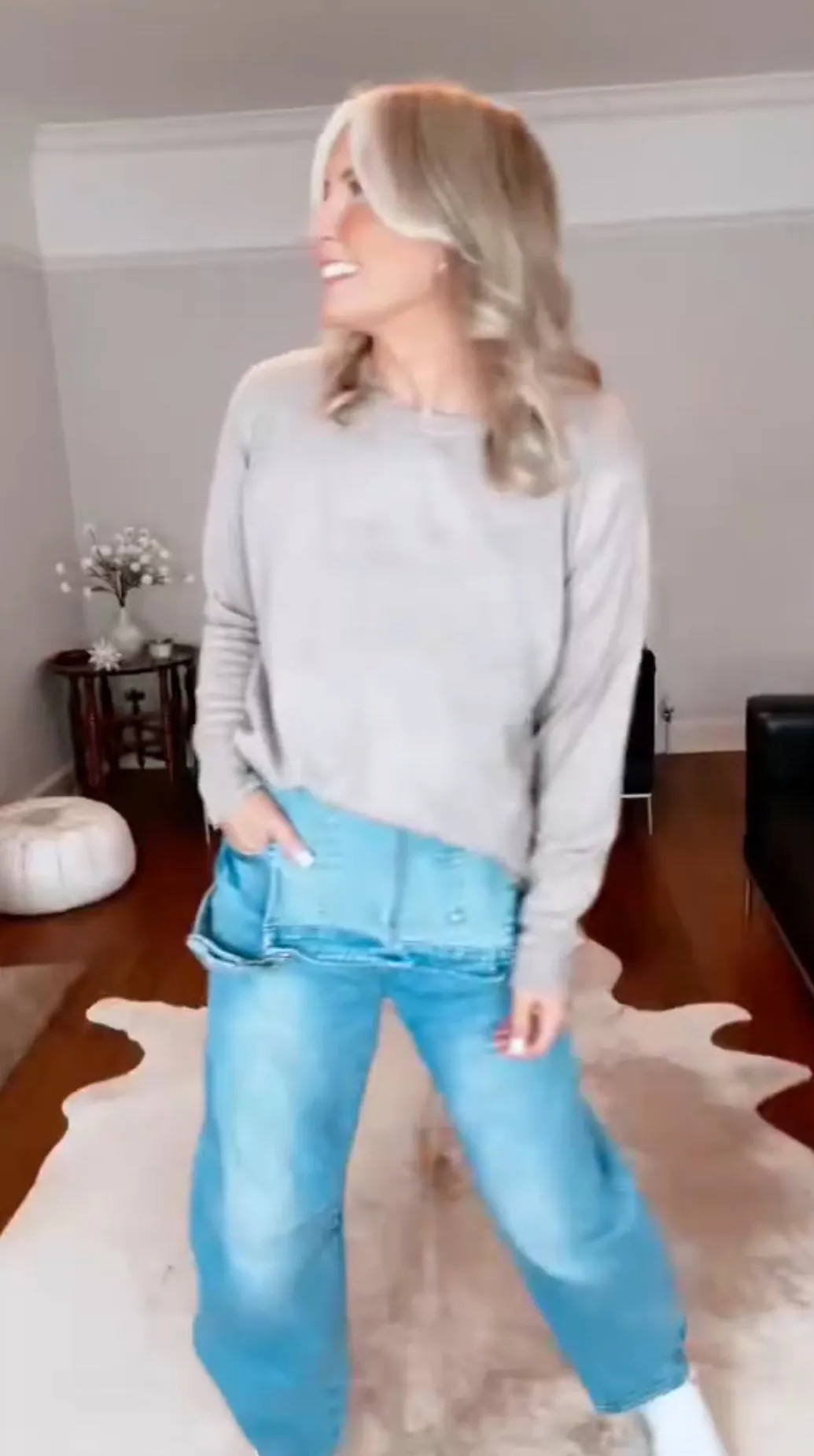 Blue Denim Barrel Leg Dungarees