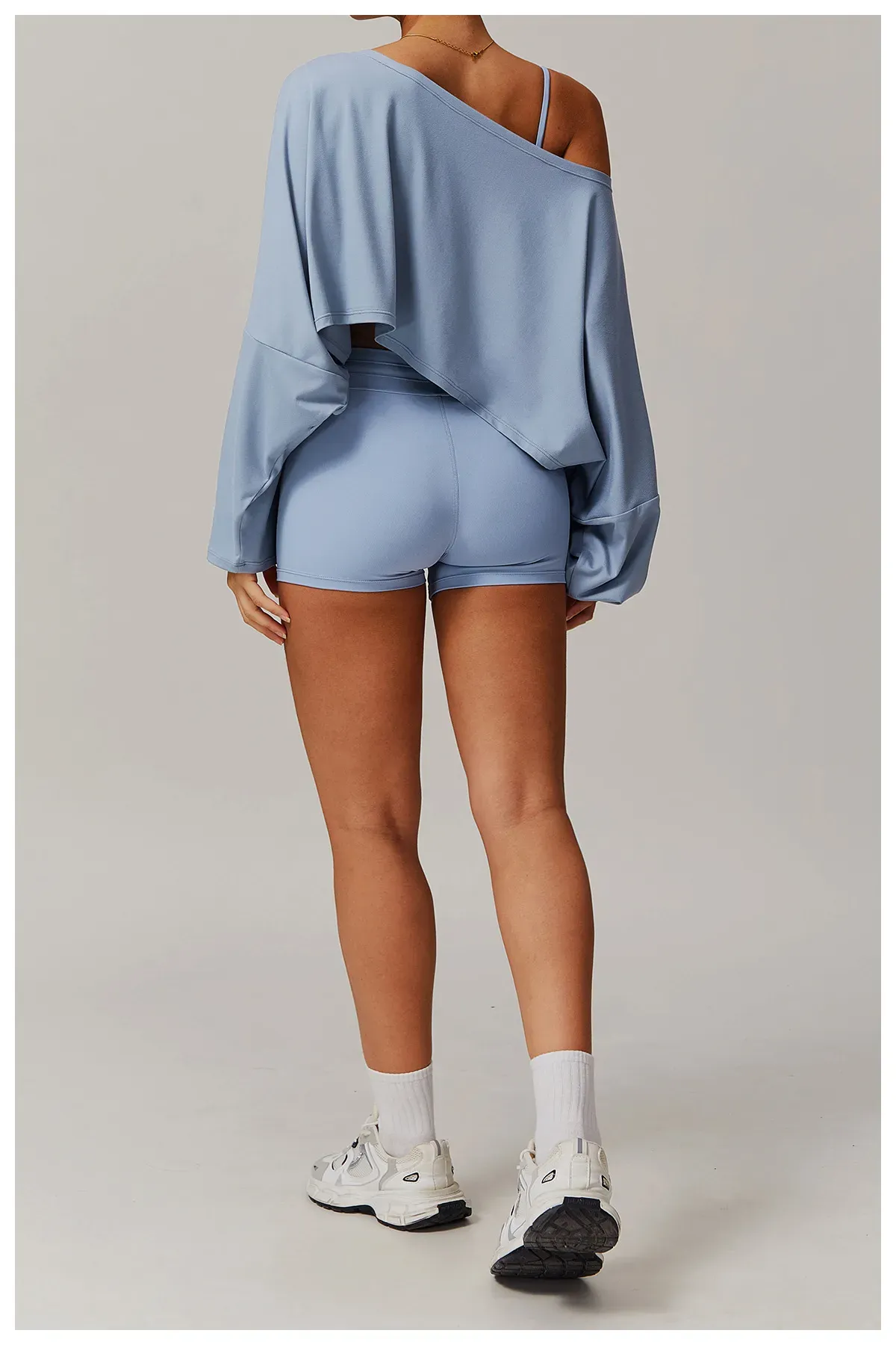 Caeli Long Sleeve Wide Neck Relaxed Cropped Top