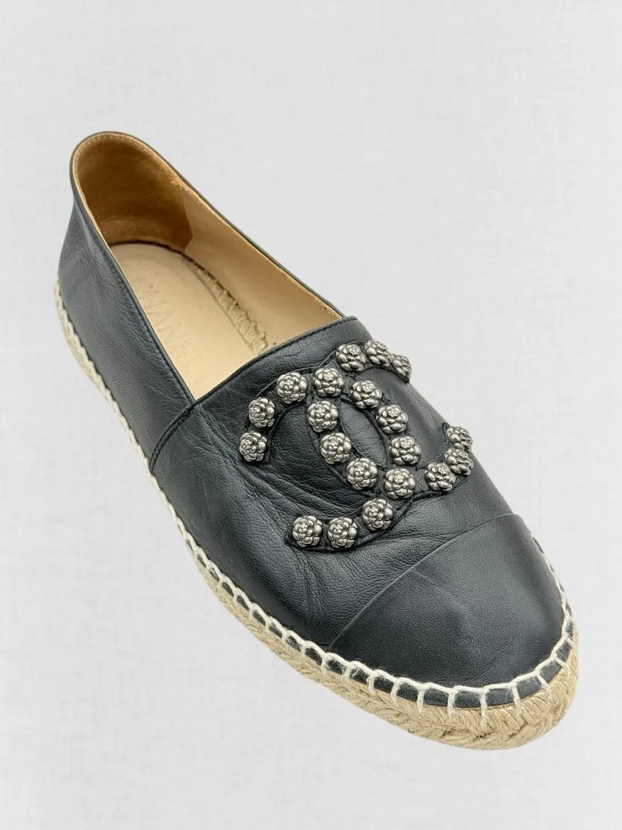 CHANEL Espadrille Black Flats 38